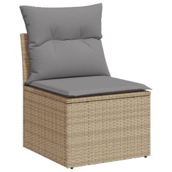Salon de jardin avec coussins 6 pcs beige résine tressée 