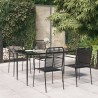 Ensemble à manger de jardin 5 pcs Noir Corde de coton et acier 