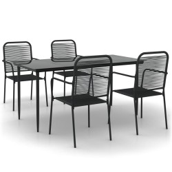 Ensemble à manger de jardin 5 pcs Noir Corde de coton et acier 