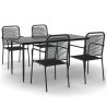Ensemble à manger de jardin 5 pcs Noir Corde de coton et acier 