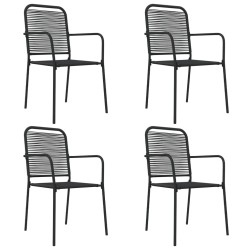 Ensemble à manger de jardin 5 pcs Noir Corde de coton et acier 