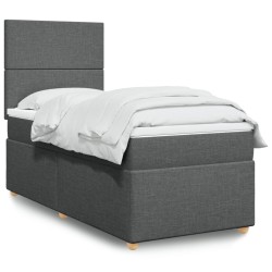 Sommier à lattes de lit avec matelas Gris foncé 80x200 cm Tissu 