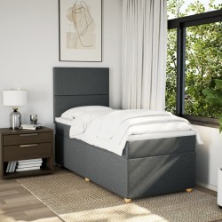 Sommier à lattes de lit avec matelas Gris foncé 80x200 cm Tissu 