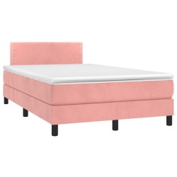 Sommier à lattes de lit avec matelas rose 120x190 cm velours 
