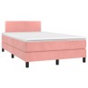 Sommier à lattes de lit avec matelas rose 120x190 cm velours 