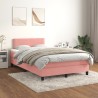 Sommier à lattes de lit avec matelas rose 120x190 cm velours 