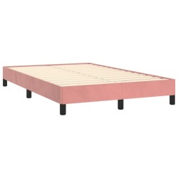 Sommier à lattes de lit avec matelas rose 120x190 cm velours 