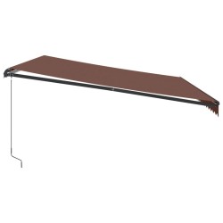Auvent manuel rétractable avec LED marron 500x300 cm 