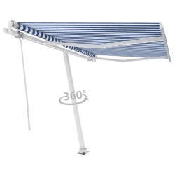 Auvent automatique sur pied 300x250 cm Bleu/Blanc 