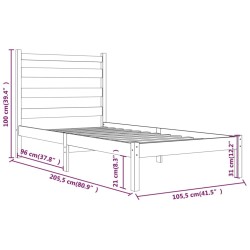 Cadre de lit sans matelas bois massif 100x200 cm 