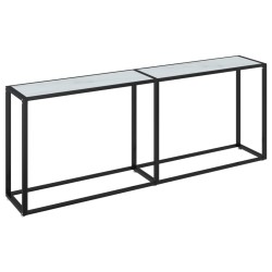 Table console Marbre blanc 200x35x75,5 cm Verre trempé 