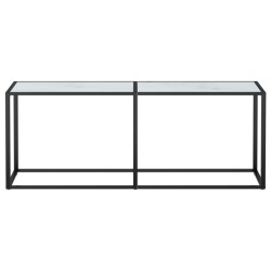 Table console Marbre blanc 200x35x75,5 cm Verre trempé 