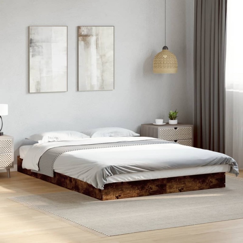 Cadre de lit sans matelas chêne fumé 120x190 cm bois ingénierie 