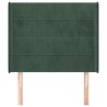 Tête de lit avec oreilles Vert foncé 93x16x118/128 cm Velours 