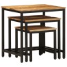 Tables d'appoint gigognes 3 pcs bois de manguier massif brut 