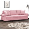 Canapé 3 places avec oreillers décoratifs rose 180 cm velours 