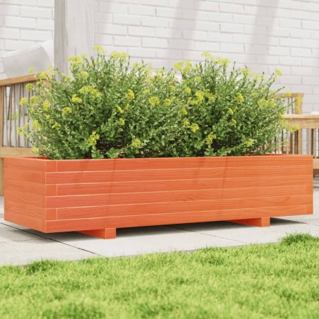 Jardinière cire marron 110x40x26,5 cm bois de pin massif 