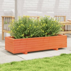 Jardinière cire marron 110x40x26,5 cm bois de pin massif 