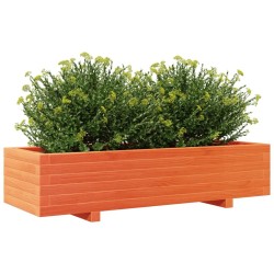 Jardinière cire marron 110x40x26,5 cm bois de pin massif 