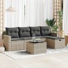 Salon de jardin 6 pcs avec coussins gris clair résine tressée 