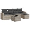 Salon de jardin 6 pcs avec coussins gris clair résine tressée 