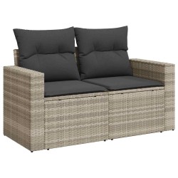 Salon de jardin 6 pcs avec coussins gris clair résine tressée 