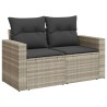 Salon de jardin 6 pcs avec coussins gris clair résine tressée 