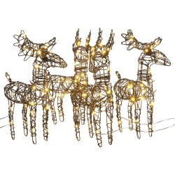 Décorations de Noël 4 pcs rennes 160 LED blanc chaud rotin 