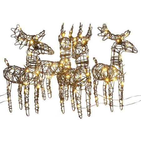 Décorations de Noël 4 pcs rennes 160 LED blanc chaud rotin 