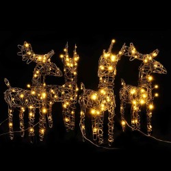 Décorations de Noël 4 pcs rennes 160 LED blanc chaud rotin 
