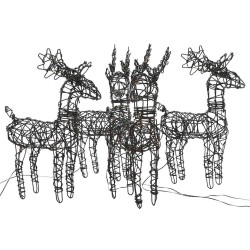 Décorations de Noël 4 pcs rennes 160 LED blanc chaud rotin 