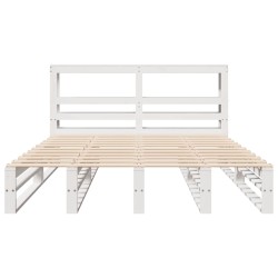 Cadre de lit sans matelas blanc 150x200 cm bois de pin massif 