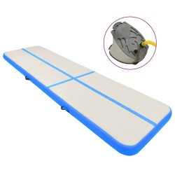 Tapis gonflable de gymnastique avec pompe 800x100x15cm PVC Bleu 