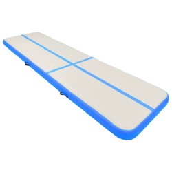Tapis gonflable de gymnastique avec pompe 800x100x15cm PVC Bleu 