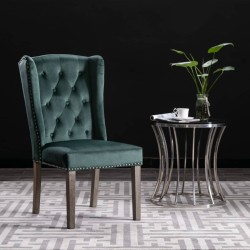 Chaises à manger lot de 2 Vert foncé Velours 
