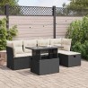 Salon de jardin 6 pcs avec coussins noir résine tressée 