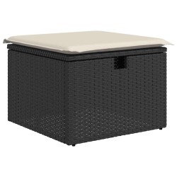 Salon de jardin 6 pcs avec coussins noir résine tressée 
