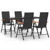 Ensemble à manger de jardin 5 pcs Noir et marron Résine tressée 