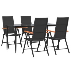 Ensemble à manger de jardin 5 pcs Noir et marron Résine tressée 