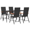 Ensemble à manger de jardin 5 pcs Noir et marron Résine tressée 