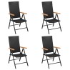 Ensemble à manger de jardin 5 pcs Noir et marron Résine tressée 