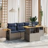 Salon de jardin 5 pcs avec coussins gris résine tressée 