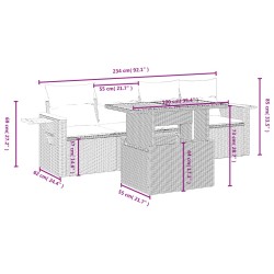 Salon de jardin 5 pcs avec coussins gris résine tressée 