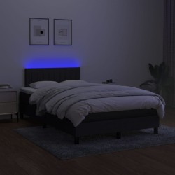 Sommier à lattes de lit matelas et LED noir 120x190 cm tissu 
