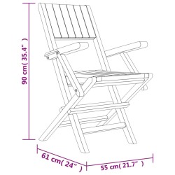Chaises de jardin pliantes lot de 6 55x61x90cm bois massif teck 