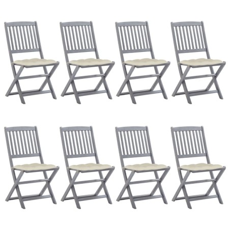 Chaises pliables d'extérieur lot de 8 et coussins Bois d'acacia 