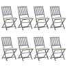 Chaises pliables d'extérieur lot de 8 et coussins Bois d'acacia 