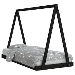 Cadre de lit pour enfants noir 90x190 cm bois de pin massif 