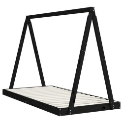 Cadre de lit pour enfants noir 90x190 cm bois de pin massif 