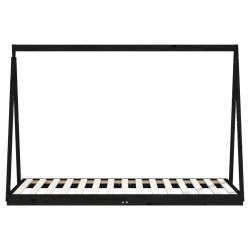 Cadre de lit pour enfants noir 90x190 cm bois de pin massif 